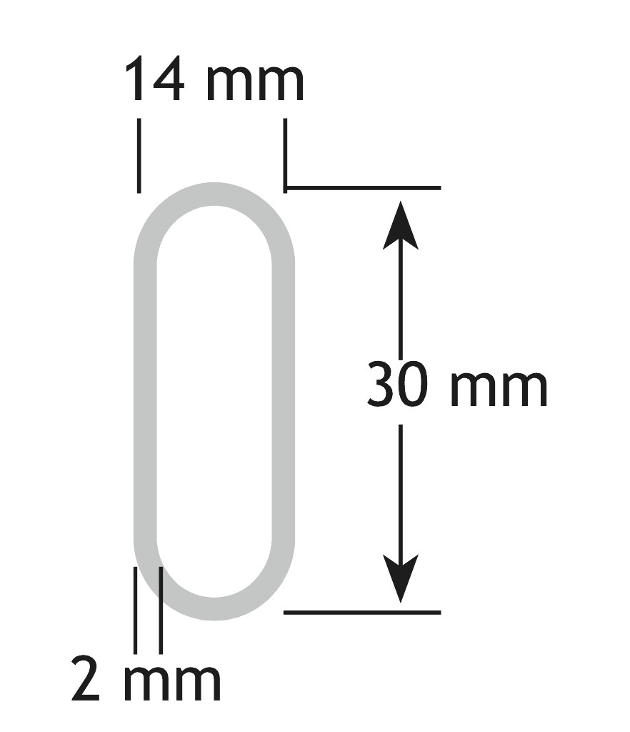 KASTBAREN OVAAL 30X14/1000MM ALU MAT