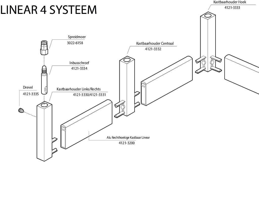 KASTBAAR RECHTH. LINEAR ALU ZWART 10X30X2500MMMET PLASTIC PROFIEL