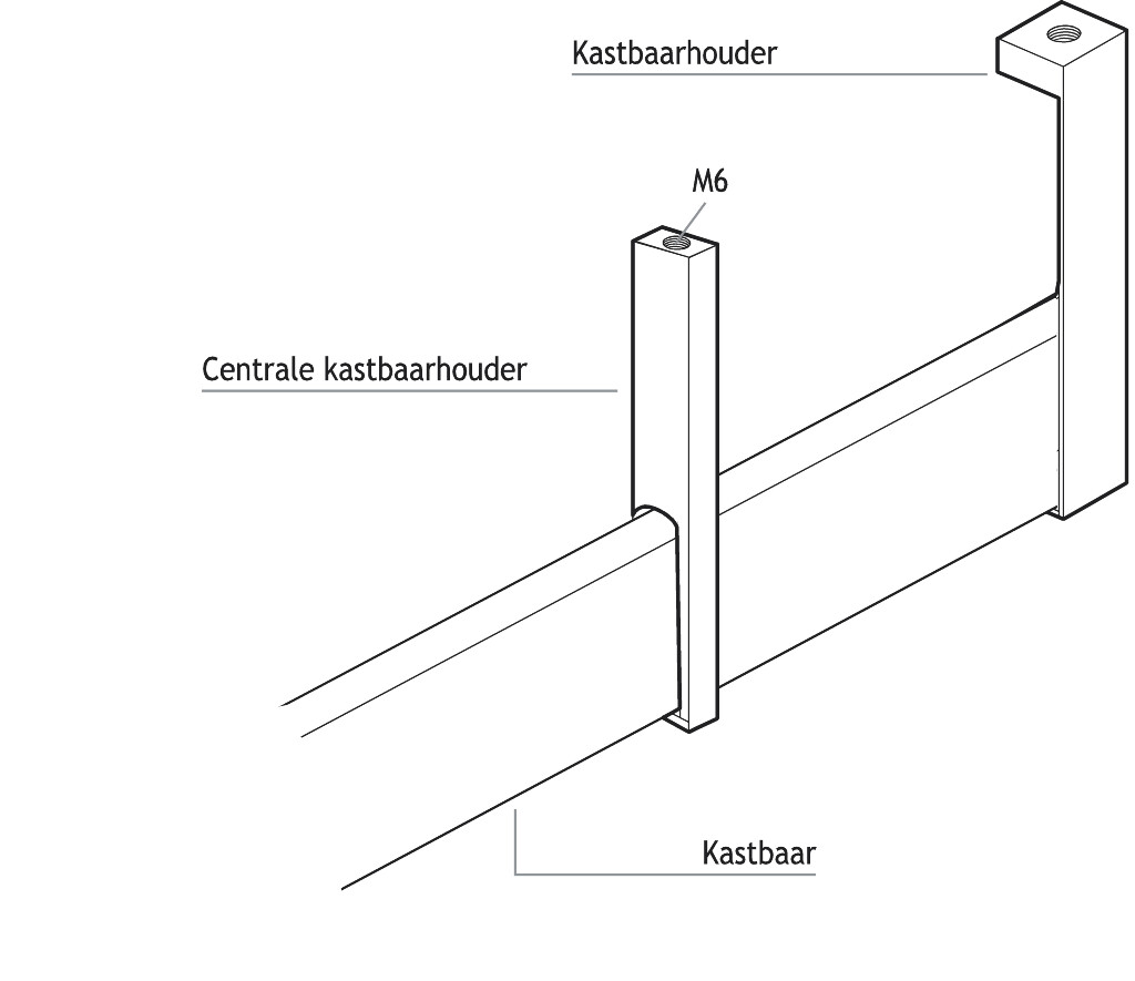 KASTBAAR RECHTH. LINEAR 2 ALU ZWART 10X30X2500MM