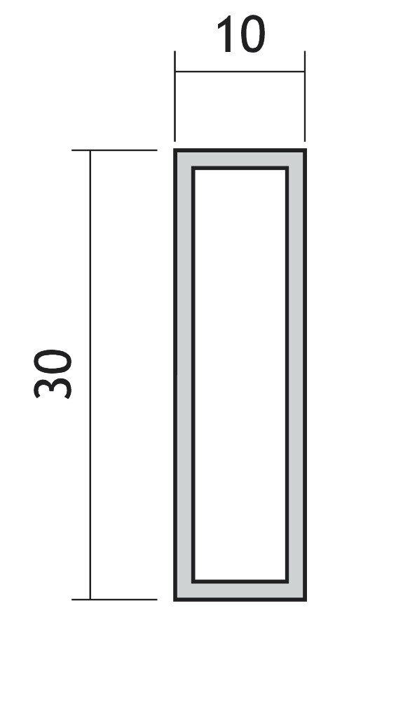 KASTBAAR RECHTH. LINEAR 2 ALU ZWART 10X30X2500MM