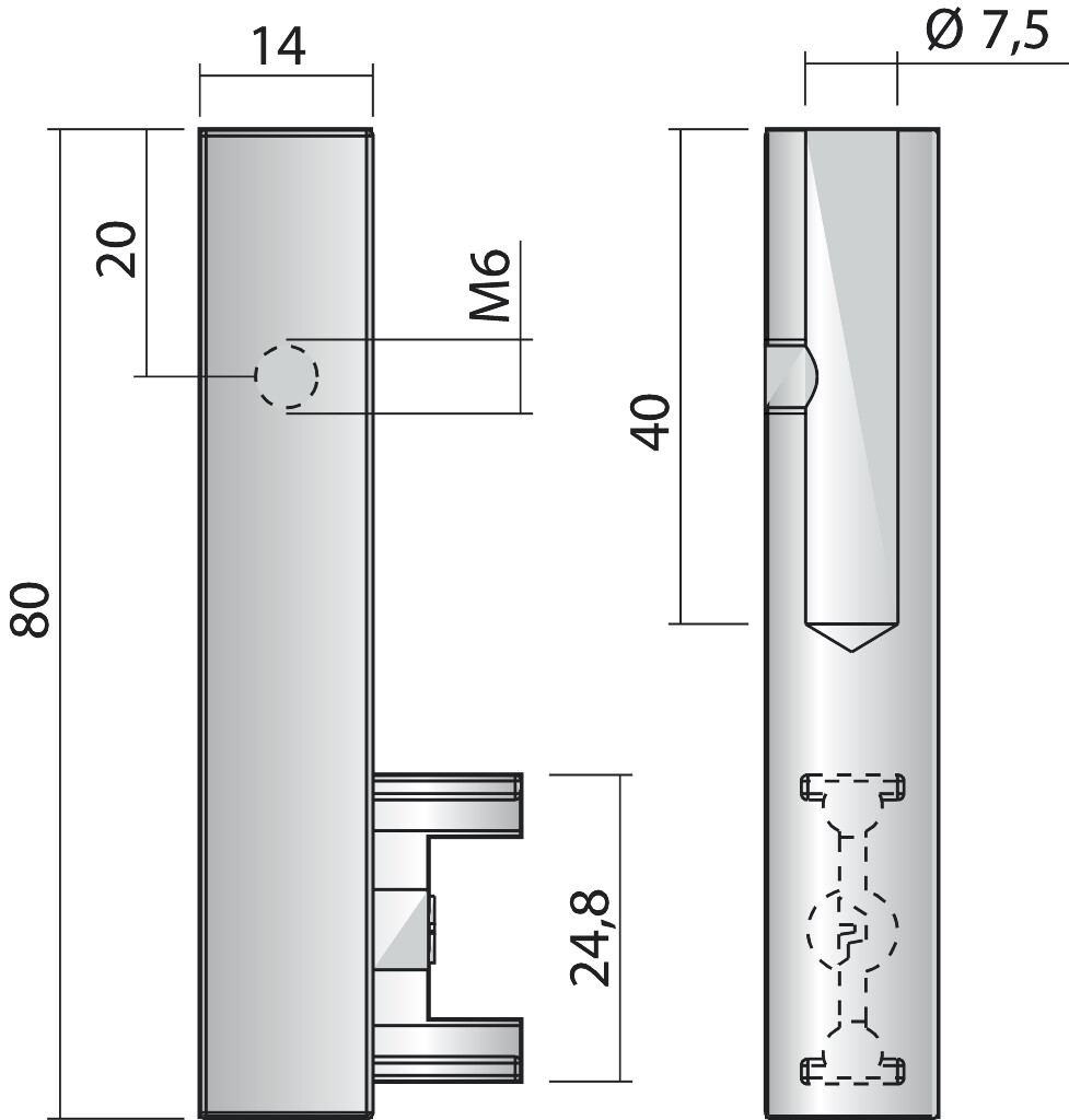 KASTBAARHOUDER LINEAR 4 ALU ZWART LINKS