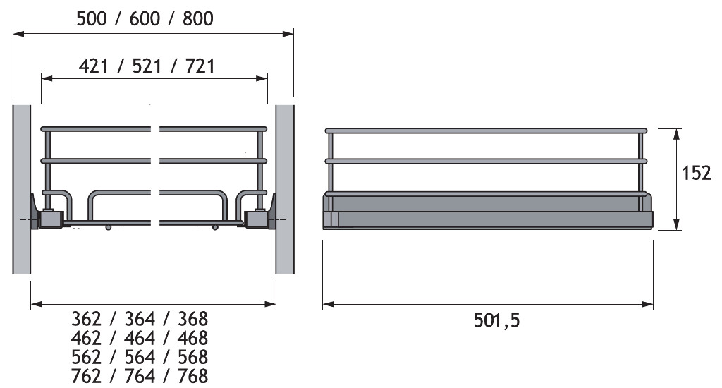 EXCLUSIV UITTREKMAND K.500MM WIT SOFTCLOSE