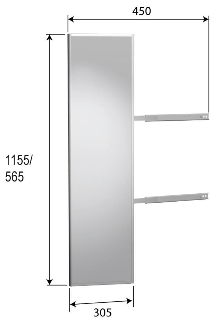 EXCLUSIV UITTREKBARE SPIEGEL H.560MM WIT