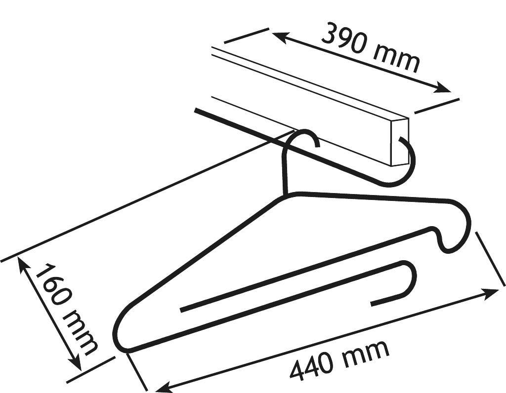 KLEDERHANGER 35CM CHROOM TELESC.ZWAAR