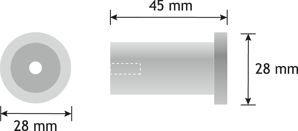 JASHAAK ROUND Ø 28X45MM ALU GEBORSTELD ZWART