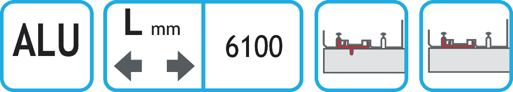 ONDERPROFIEL PS10/PS48 TE CLIPSEN ALU (6,1M)