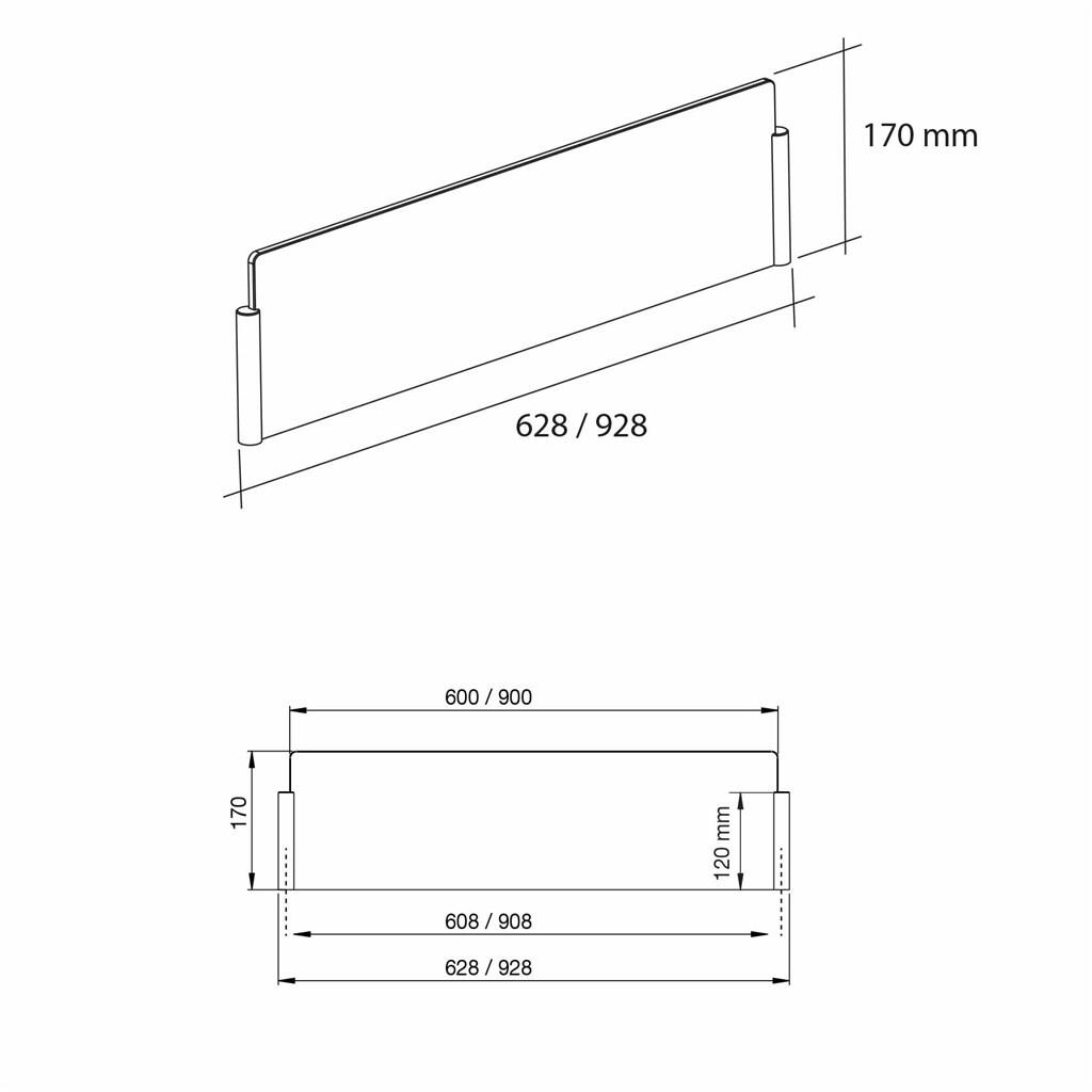 BESCHERMING  EILAND GLAS /CHROOM TE BOREN 900MM