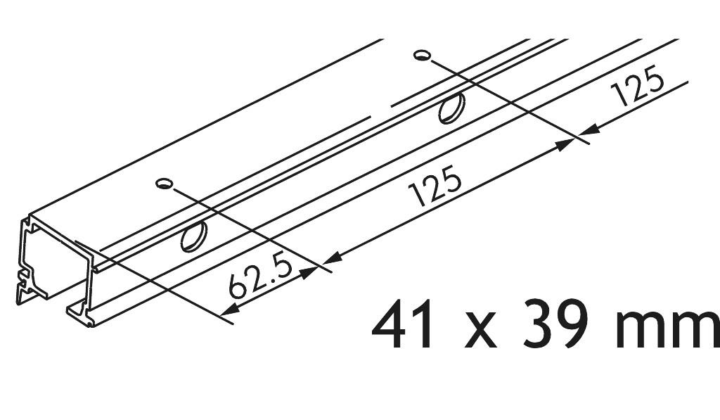 HAWA PORTA COMBILOOPRAIL ZWART 3500MM