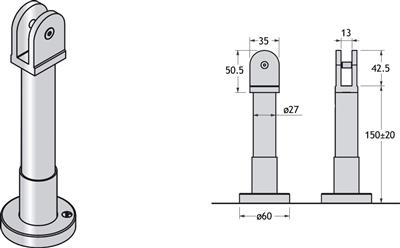 PBA 500-ALU REGELBARE VOET 130-170MM GLAS 13MM