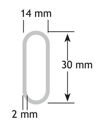 KASTBAREN OVAAL 30X14/1000MM ALU MAT