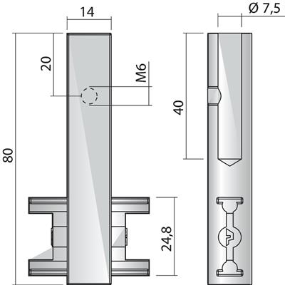 CENTRALE KASTBAARHOUDER LINEAR 4 ALU ZWART