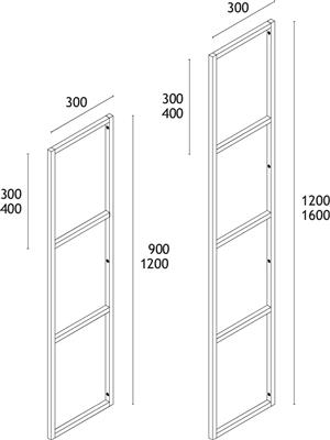 THREE WANDREKELEMENT H:900MM 3 VAK ZWART MAT