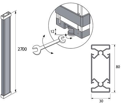 AMARI STRUCTUUR VLOER/PLAFOND H.2700MM ALU 