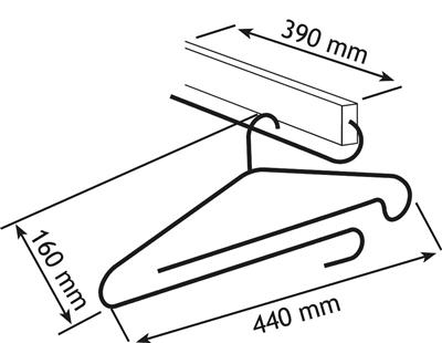 KLEDERHANGER 35CM CHROOM TELESC.ZWAAR