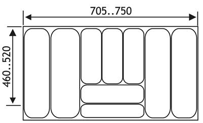 INLEGLADE FLEXY B750-705X D520-460MM ANTRACIET