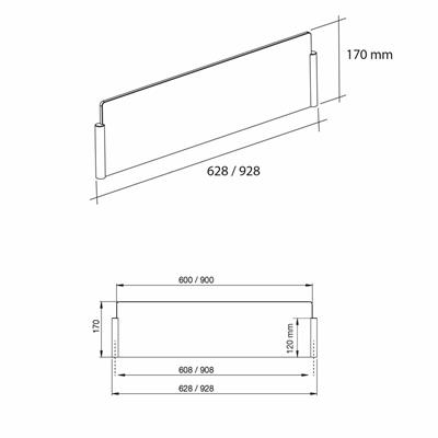 BESCHERMING  EILAND GLAS /CHROOM TE BOREN 900MM