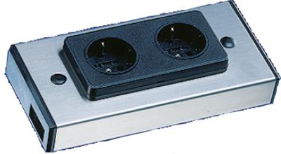 DUBBEL STOPCONTACT B-FR RVS IN/OUT CONNECTOR