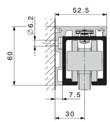 HAWA JUNIOR 120/B WANDBEVESTIGING 4000MM ALU