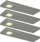 SET 4 D'LAU LED RECHTH.ONDERBOUW 3W 3200K RVS LOOKTOUCH 15W MET DIMMERTRANSFO