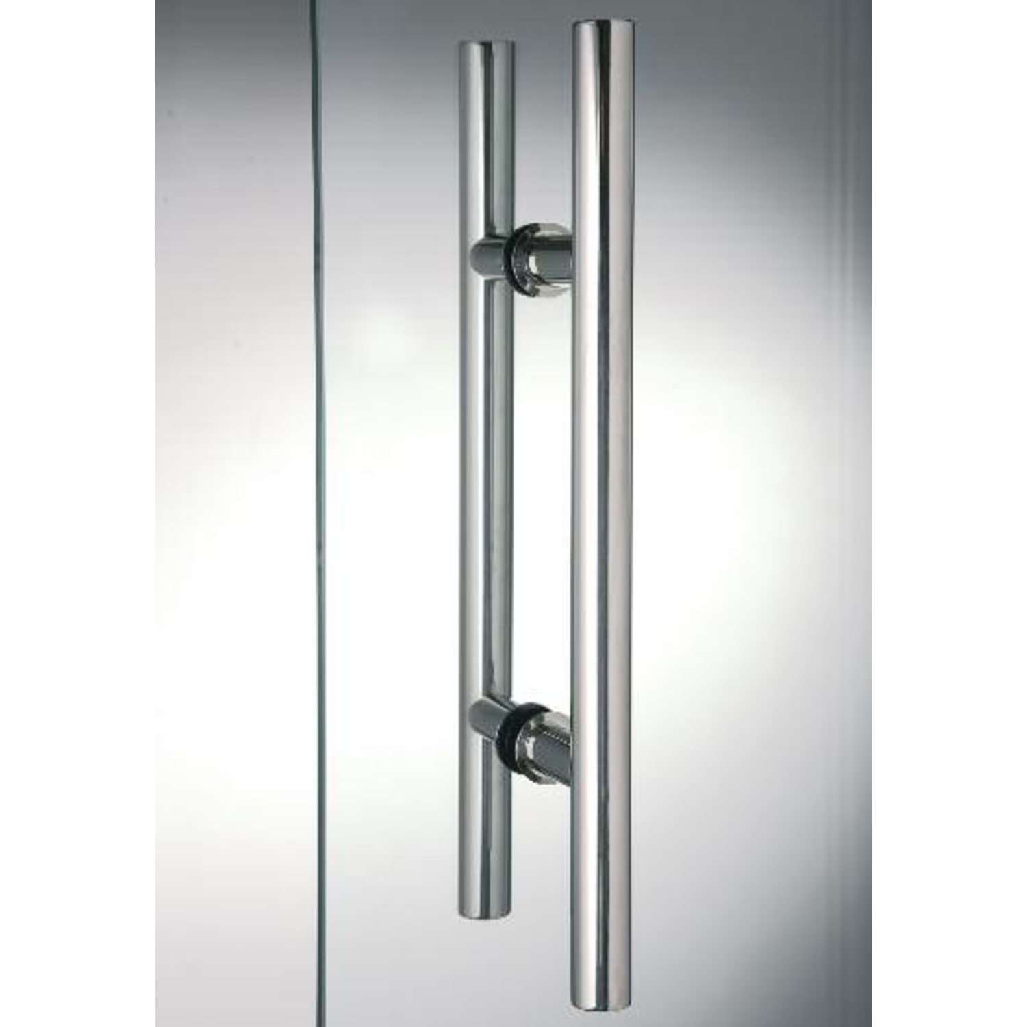 Paar ronde deurgrepen, voor 6/17.5 mm glas, B25 L800, geborsteld rvs