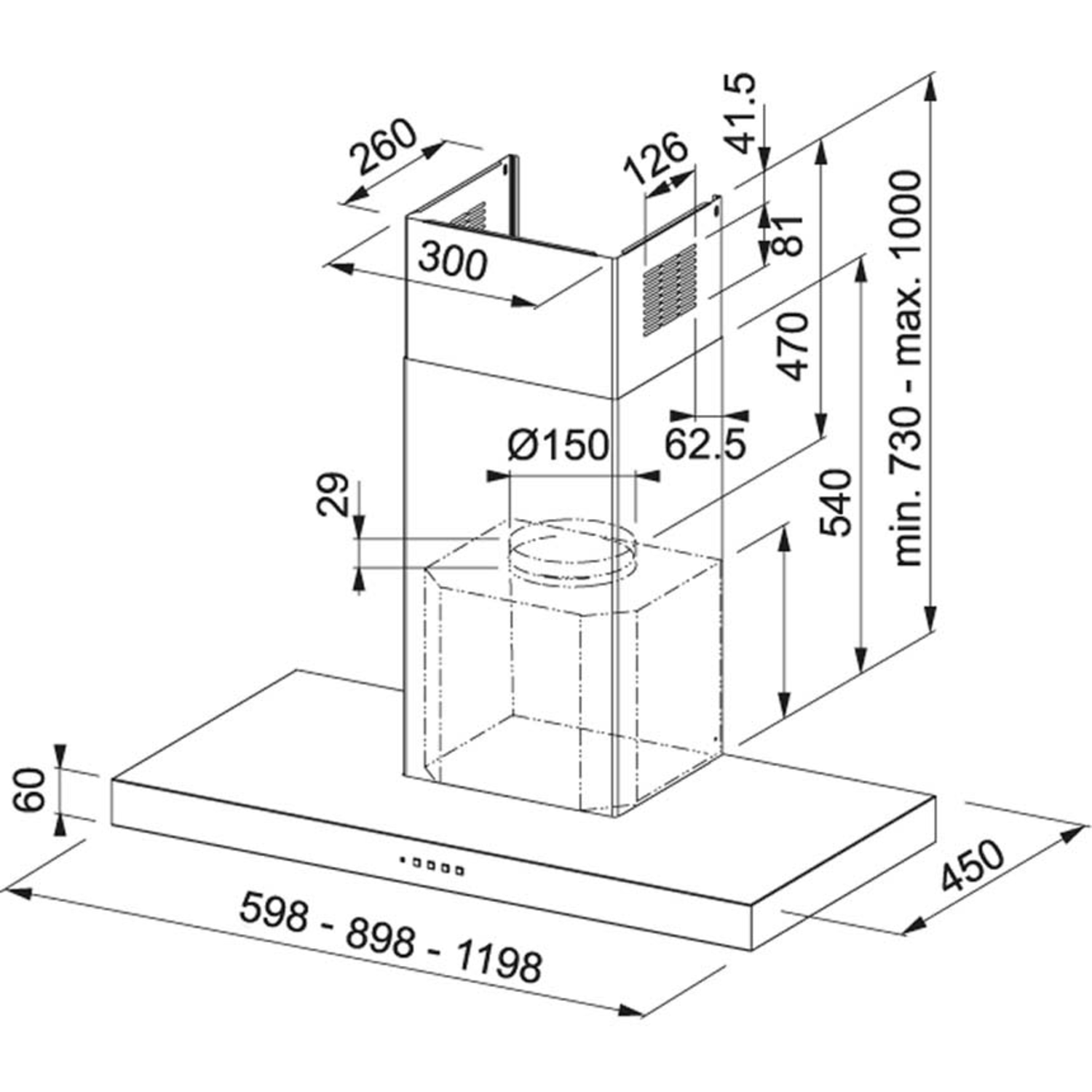 Format - Wanddampkap / 900 mm / RVS