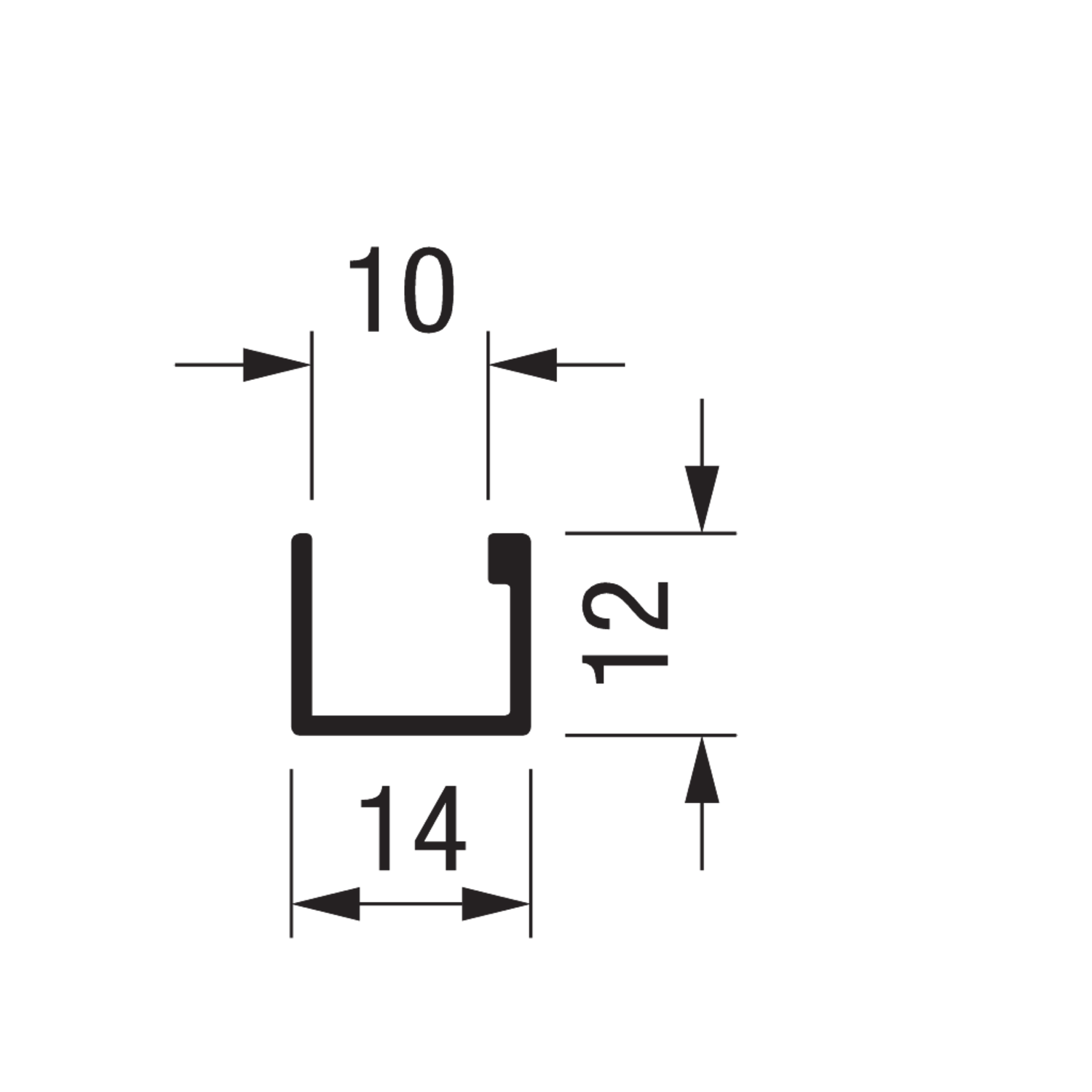 Horizontaal U-profiel PRU10V Terra 4m alu zilver