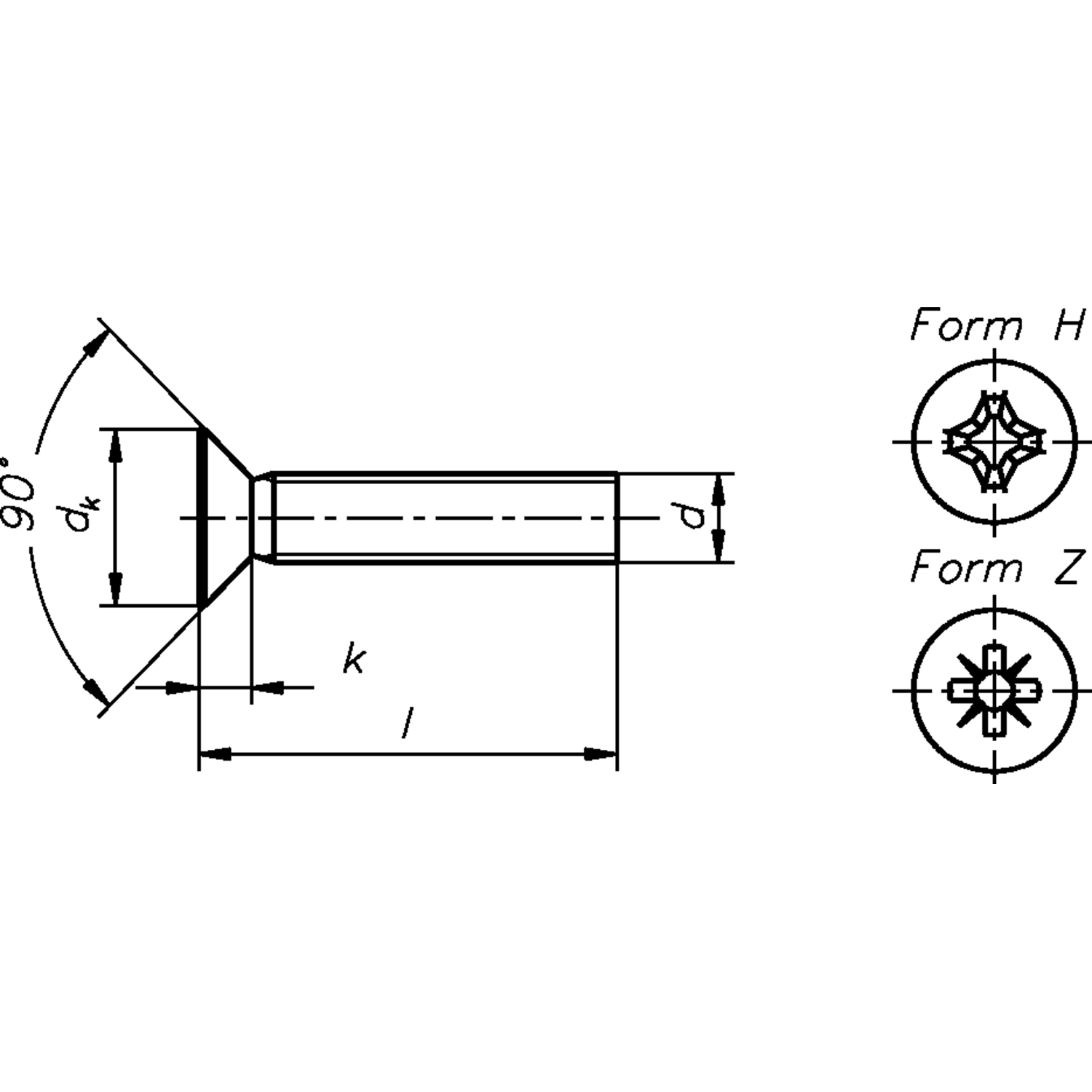 Metaalvijs M4 DIN 965 35mm verzinktonken kop