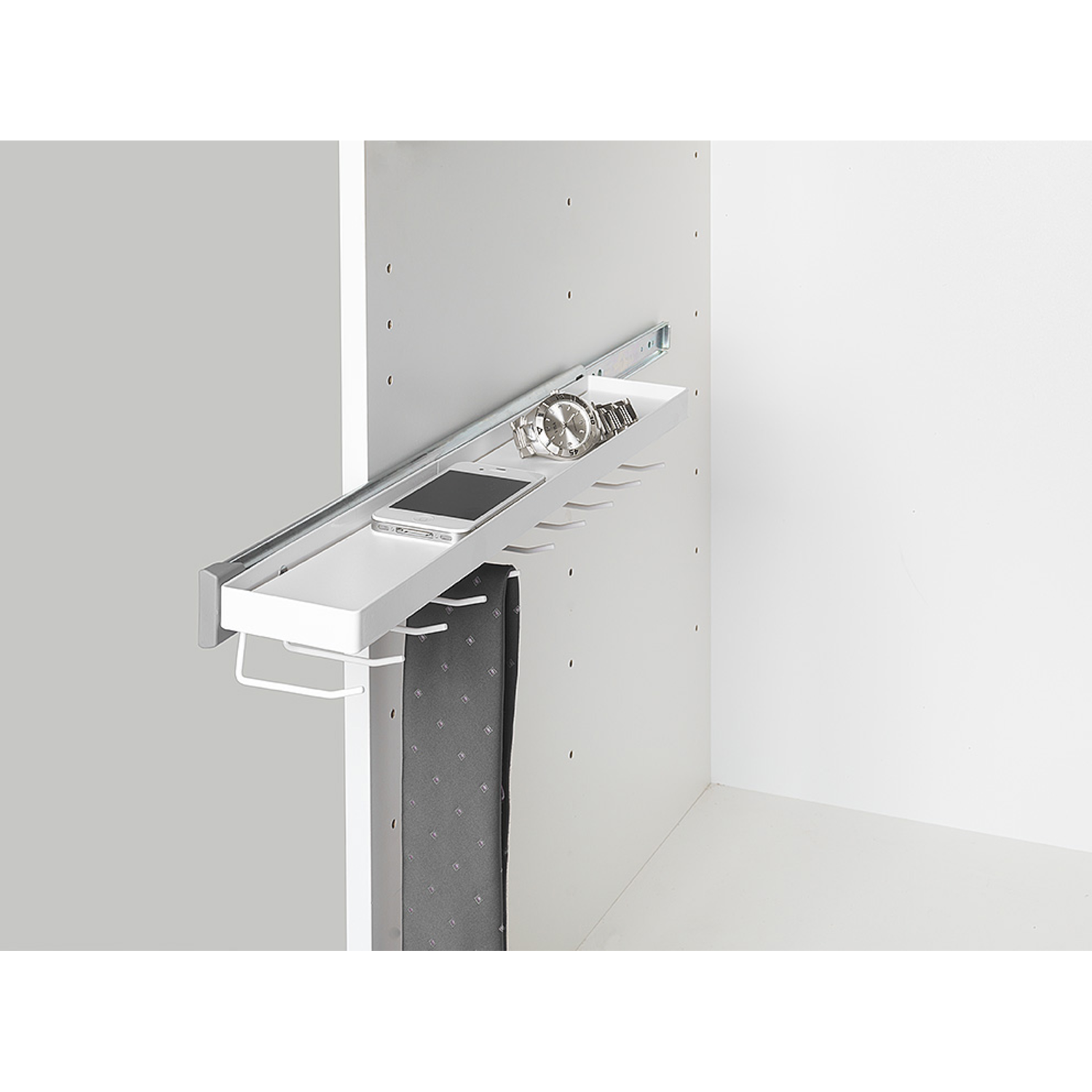 Exclusiv uittrekbare dassenhouder wit
