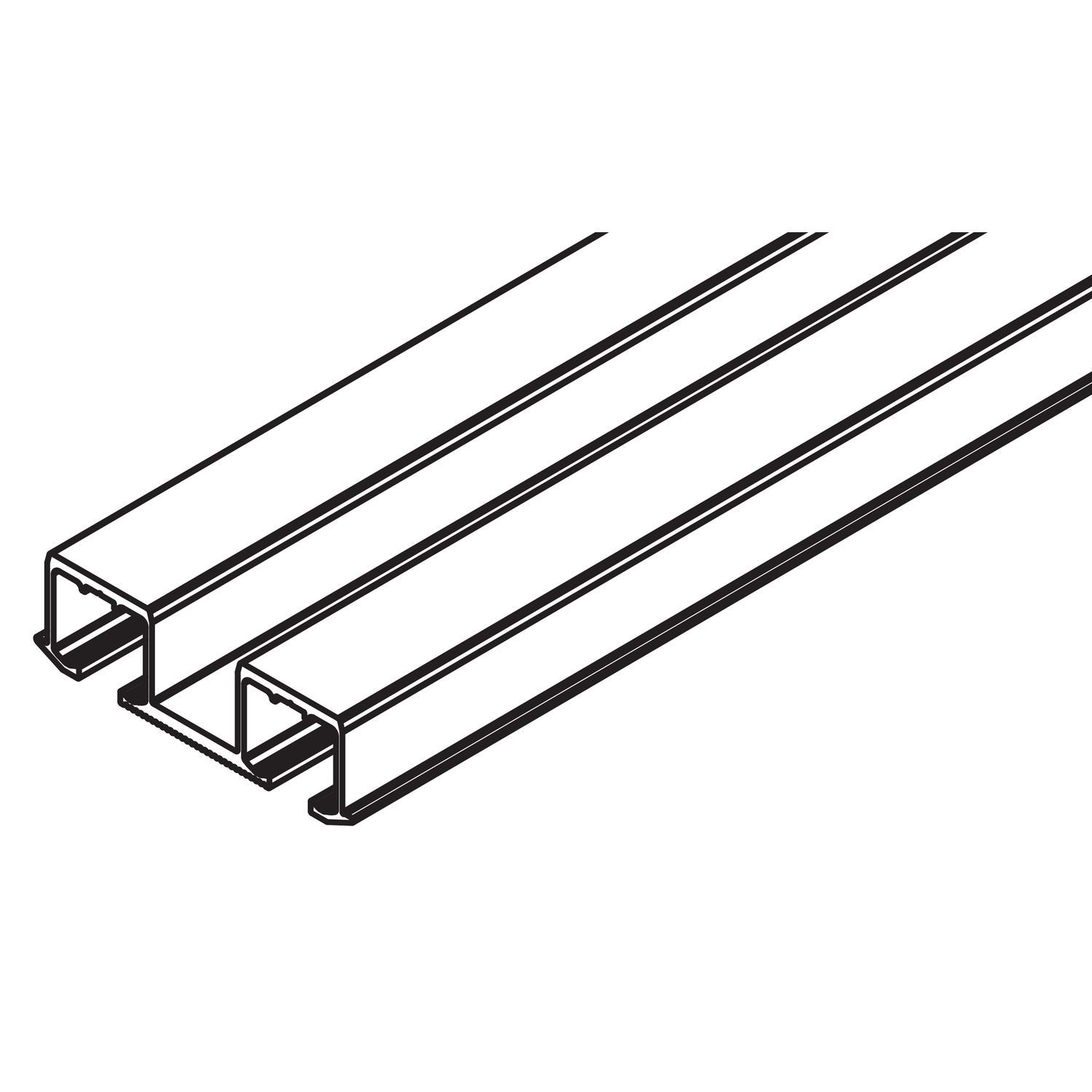 Dubbele looprail Hawa Clipo 26/36, alu, te vijzen, 6000mm