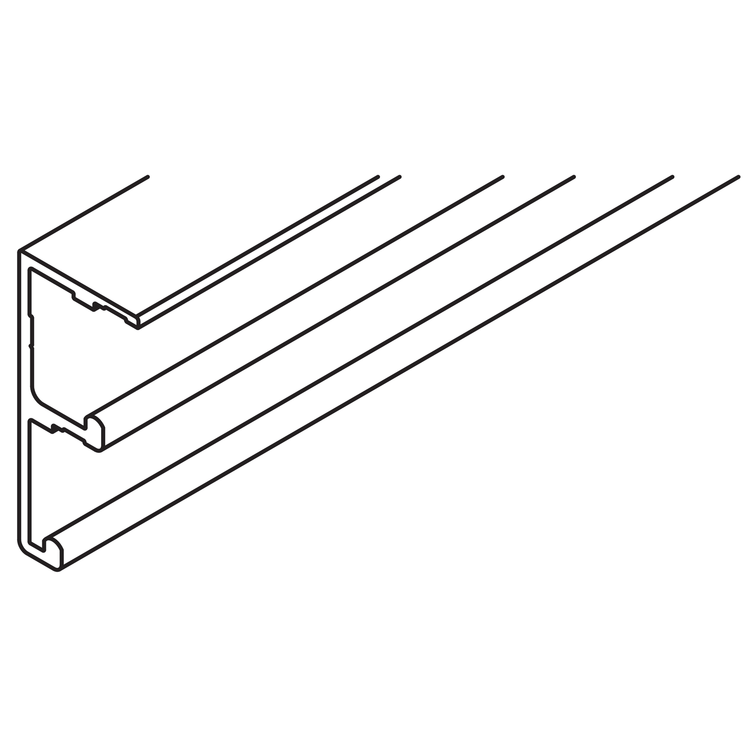 Hawa Combino dubbelle looprail 20/35 voorgeboord l2,5m