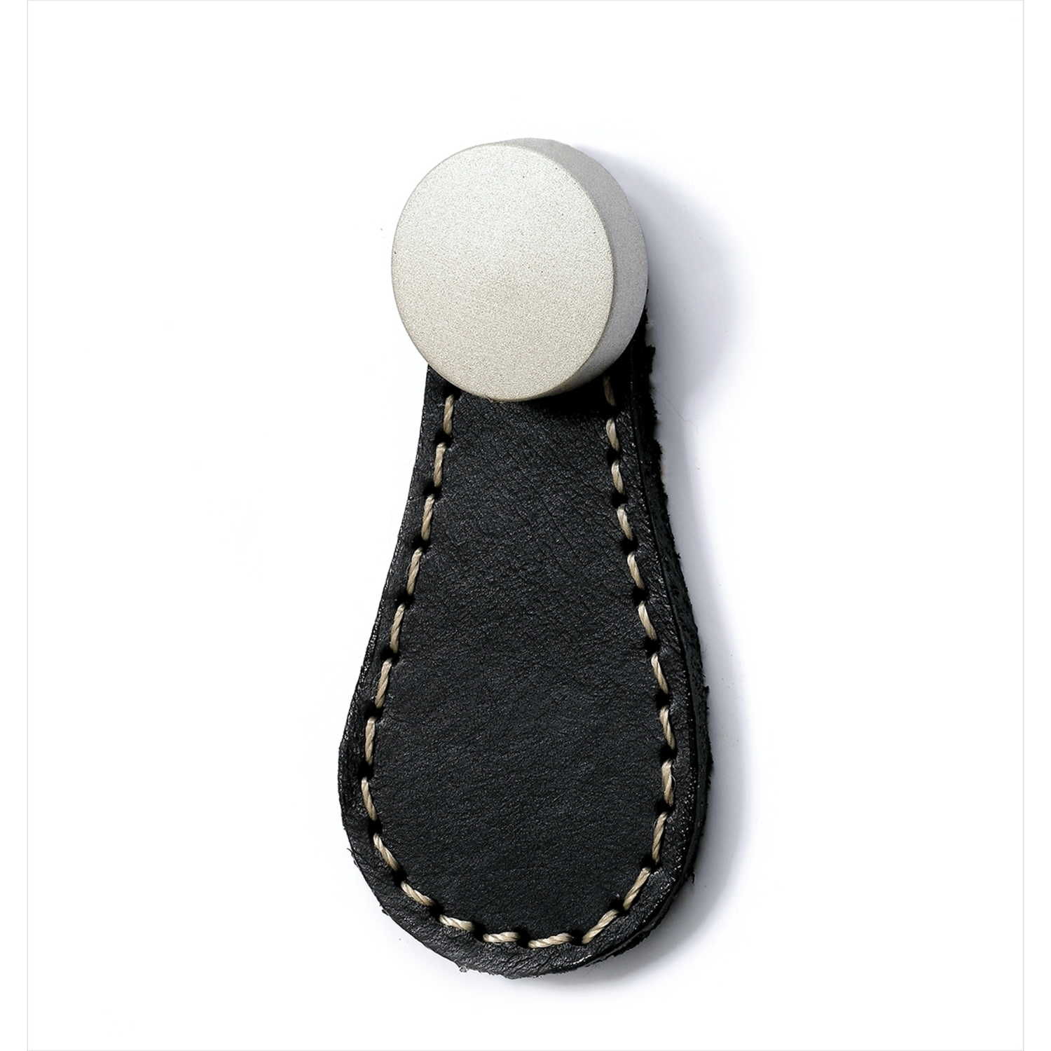 Knop Galati, L 27 mm, H 57 mm, zwart leer