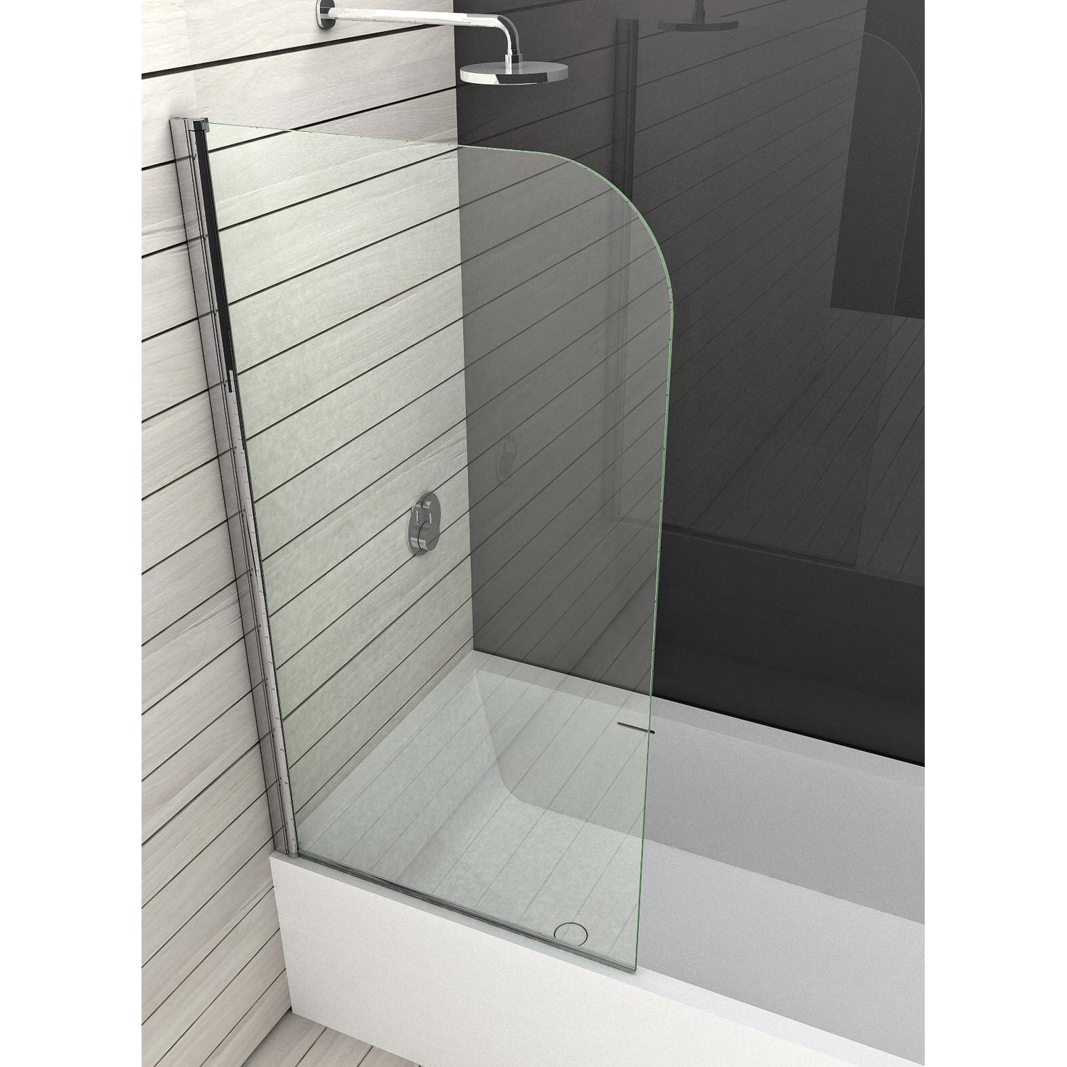 Scharnier over volledige hoogte voor badrand, voor 6 mm glas, L1500, glanzend aluminium