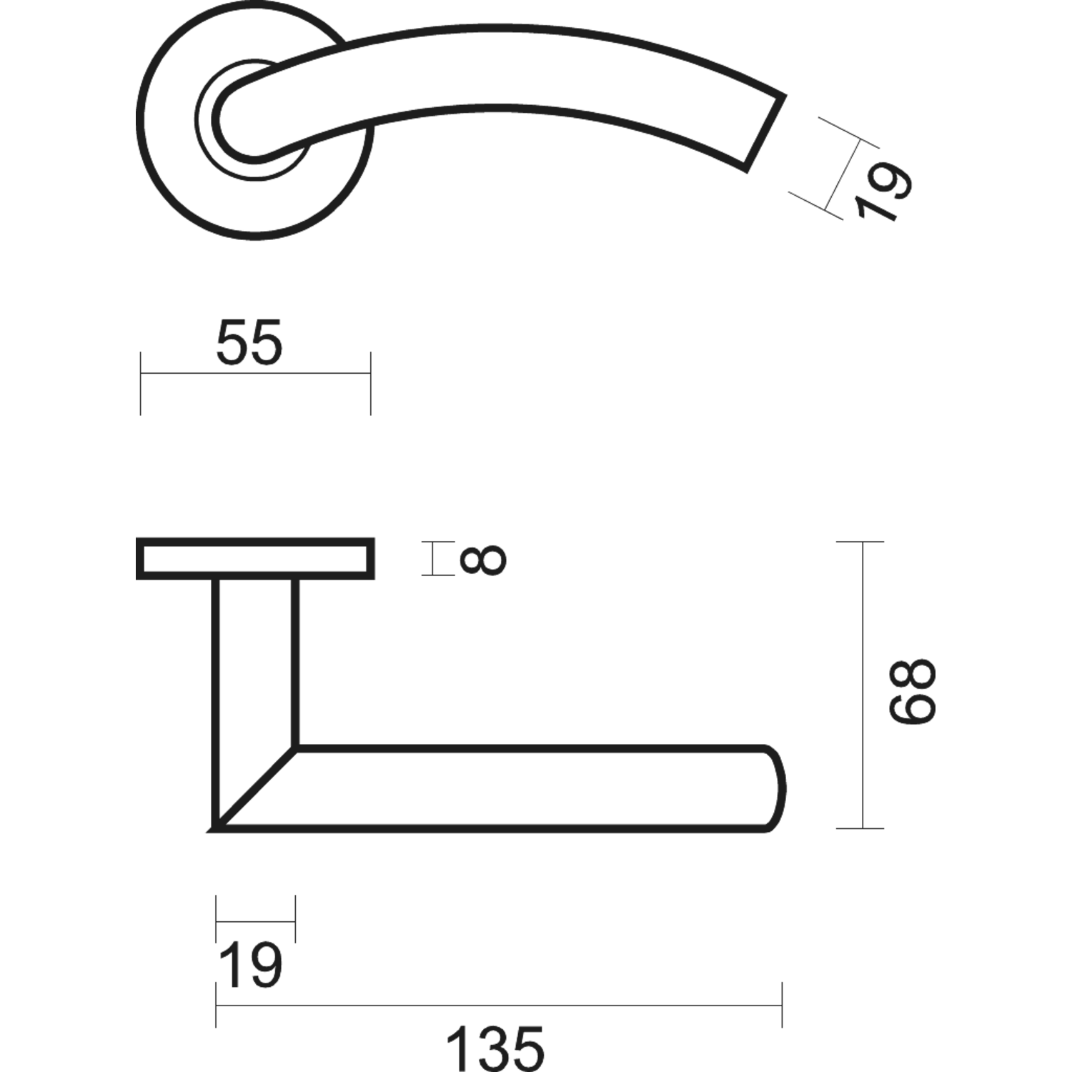 Deurkruk Pro gi shape 19mm inox plus r+e