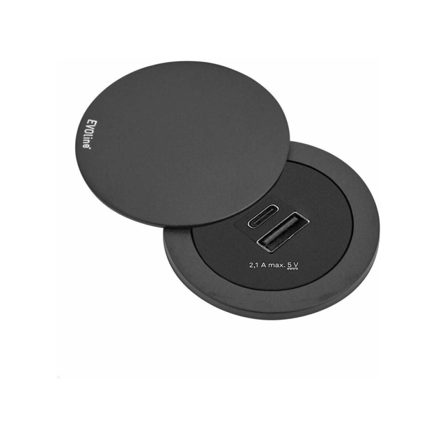 Evoline One usb a/c charger 5v 2.1a zwart + draaideksel