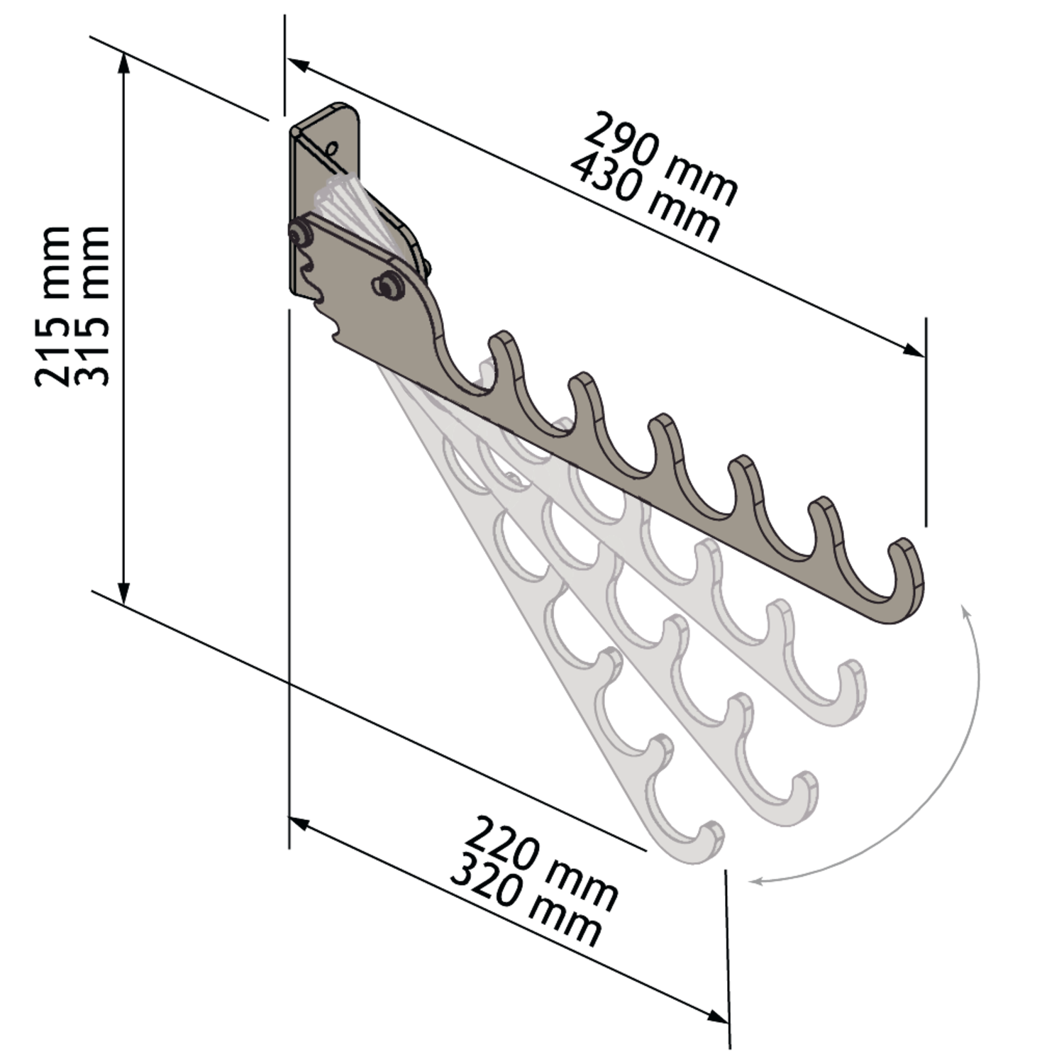Chic line kledinghouder antraciet l.290mm