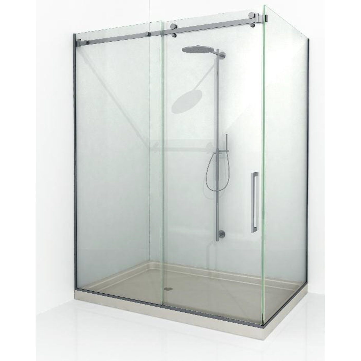 Toebehoren douche met schuifdeur wand/glas met frameprofiel voor vaste glaspanelen, voor 8 mm glas, geborsteld rvs
