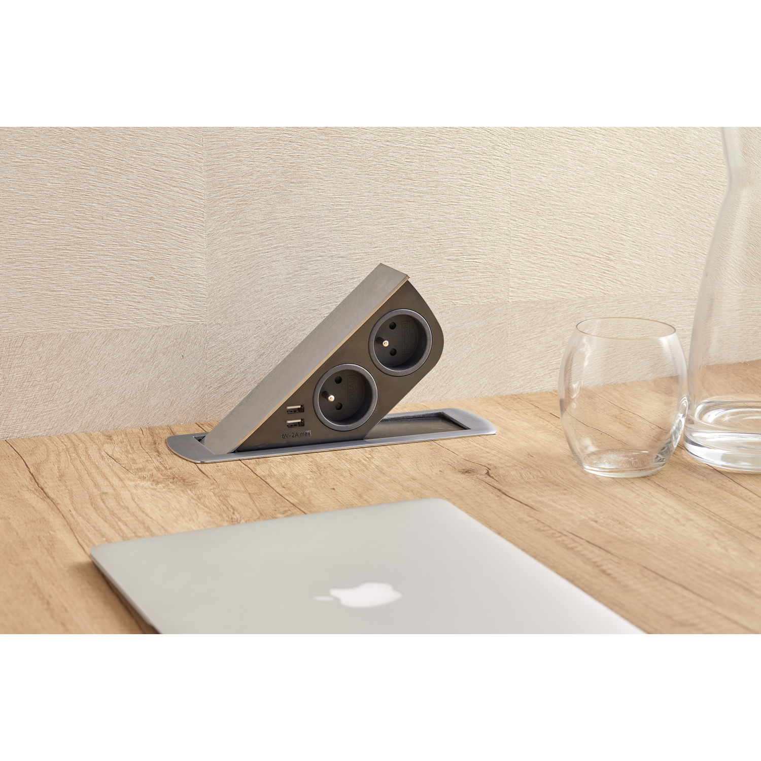 Cizo pop up fr-be 2x16a-2xusb 2a gunmetal