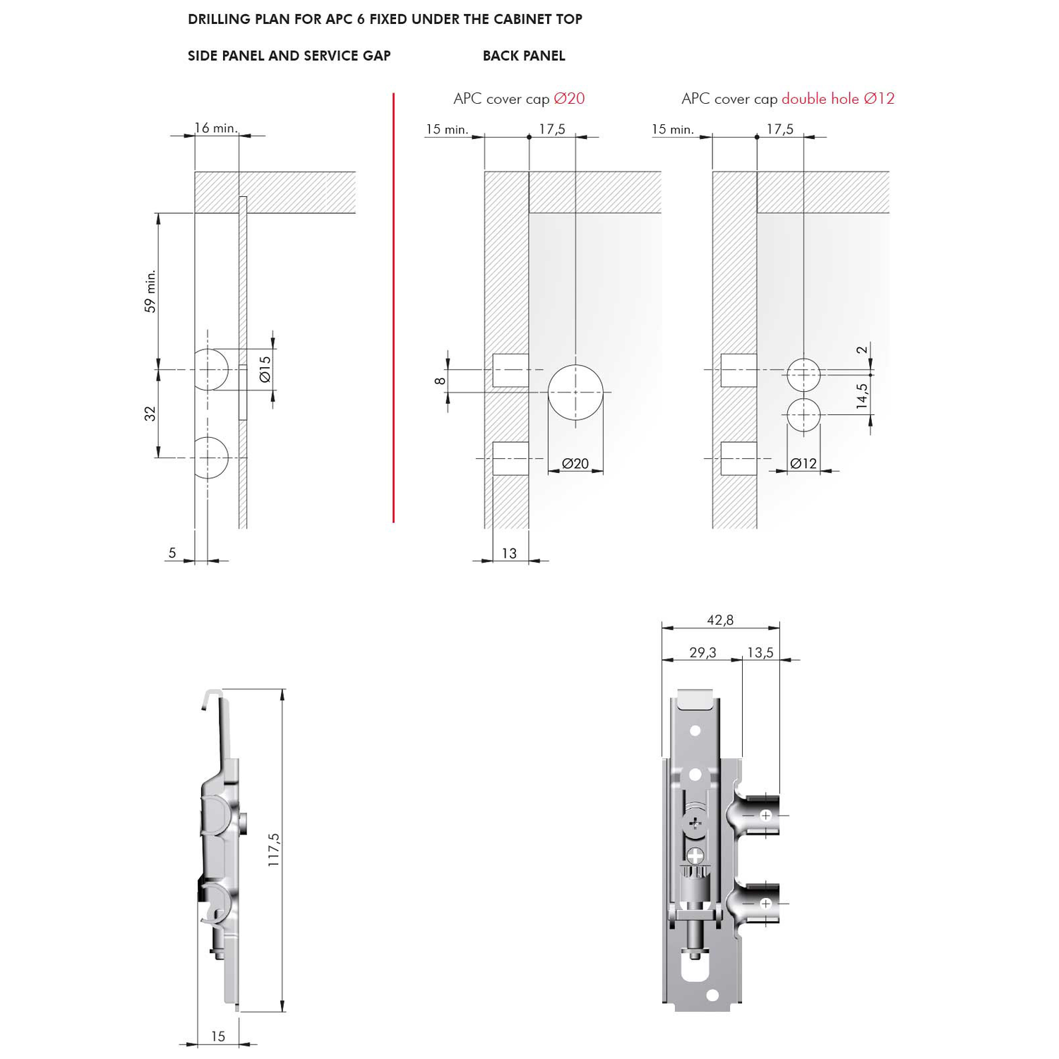 Kastophanger APC6 links met drevels