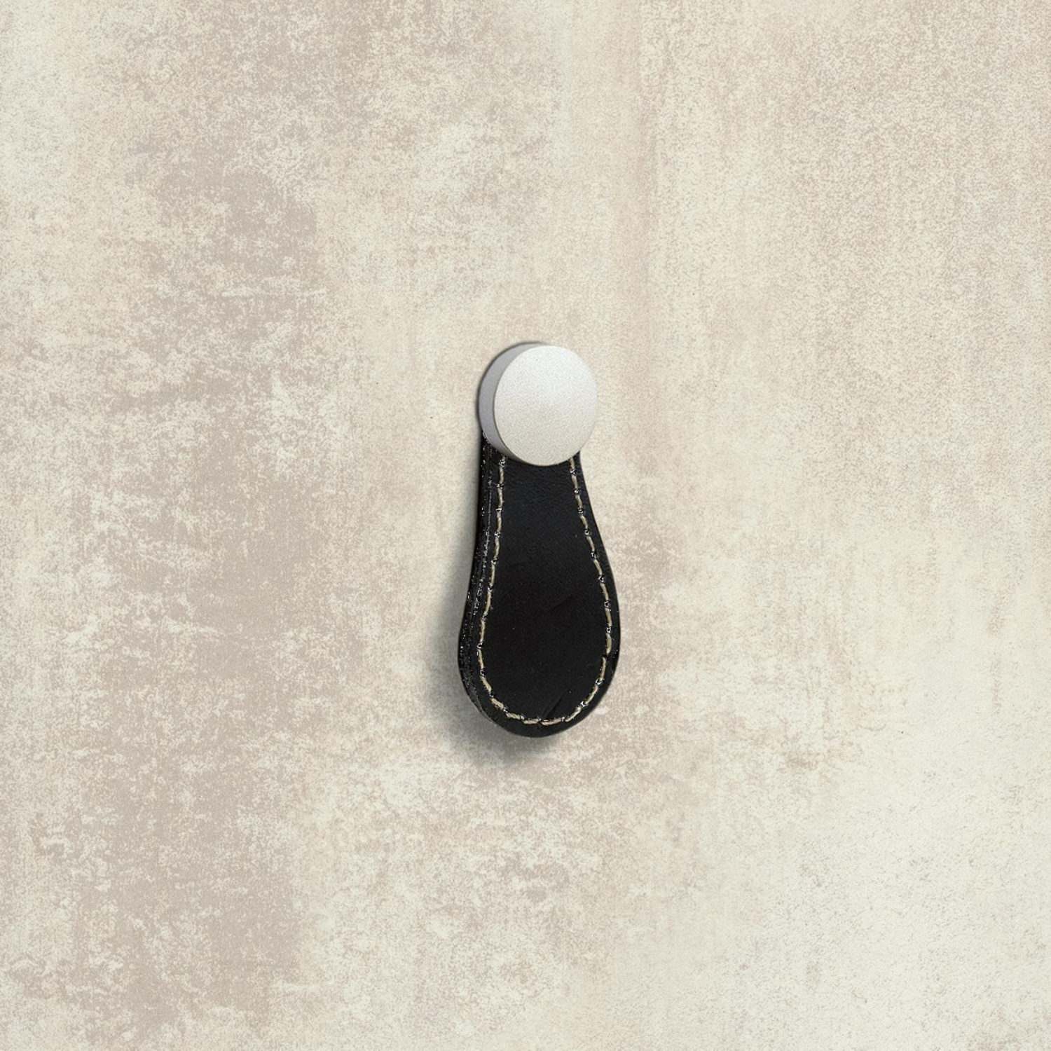 Knop Galati, L 27 mm, H 57 mm, zwart leer