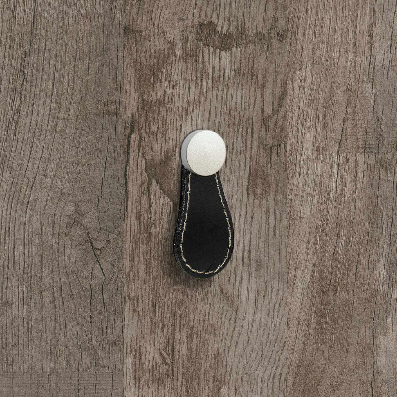Knop Galati, L 27 mm, H 57 mm, zwart leer