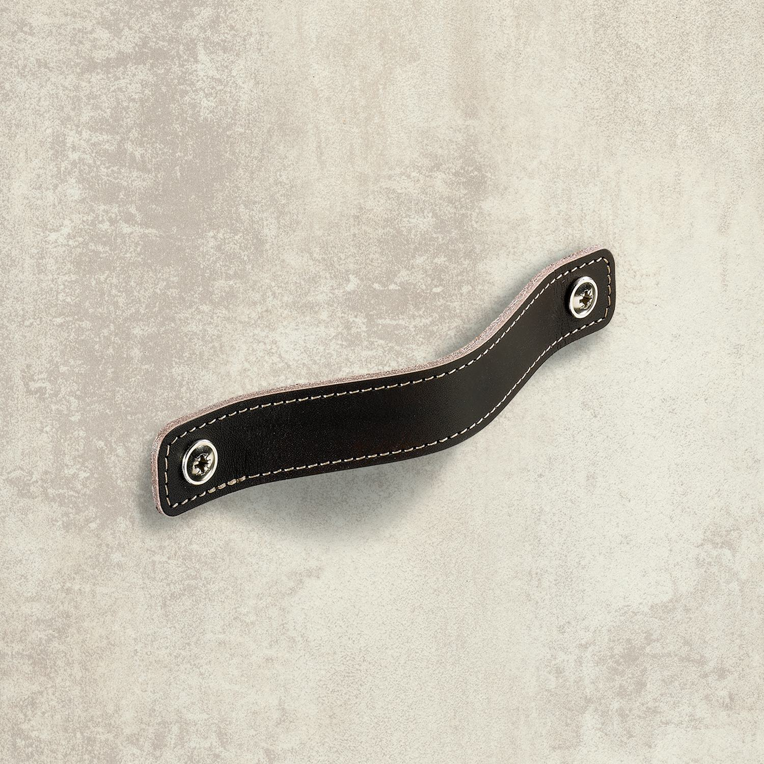 Greep Nica, boorafstand 128, L 158 mm, B 25 mm, H 3 mm, donkerbruin leer