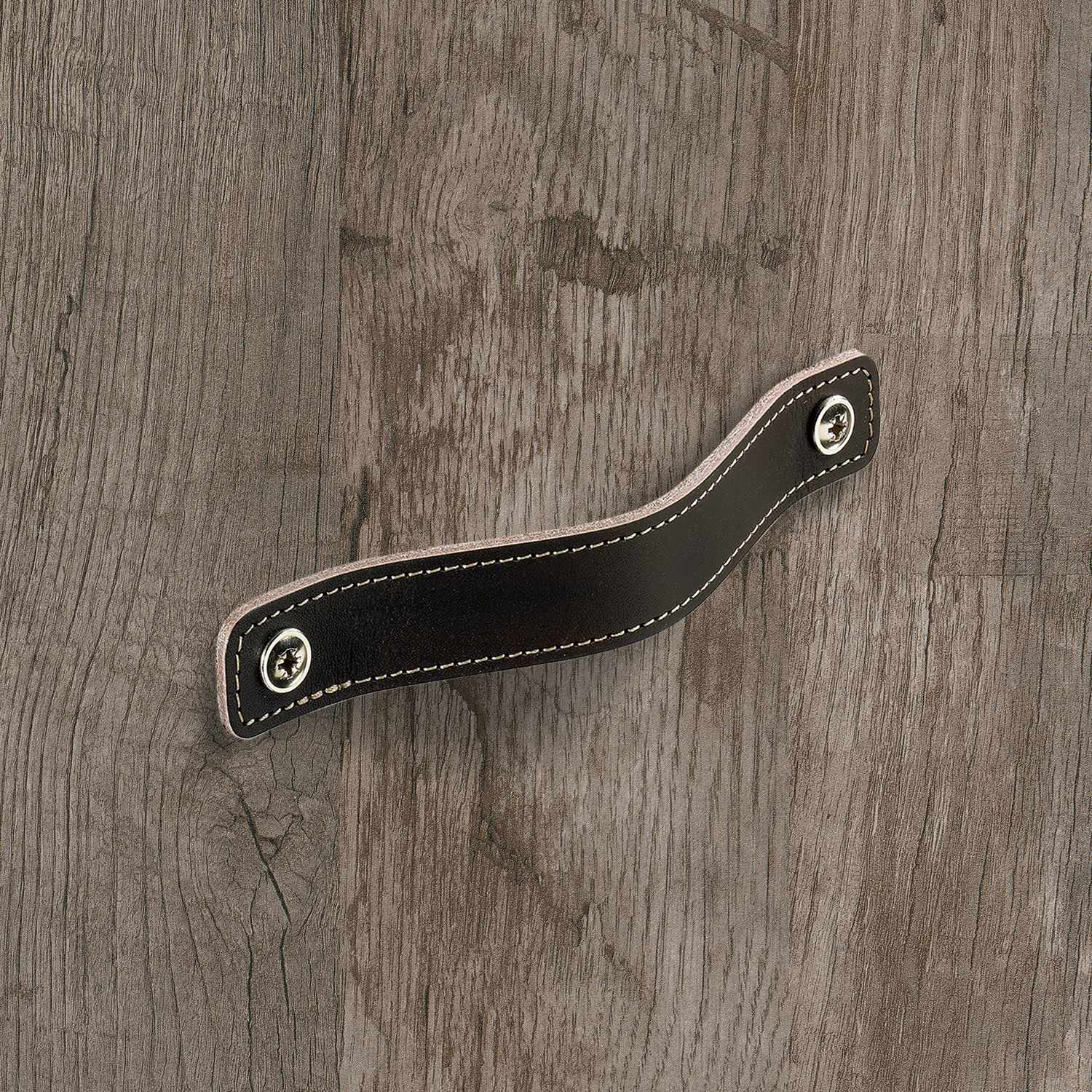 Greep Nica, boorafstand 128, L 158 mm, B 25 mm, H 3 mm, donkerbruin leer