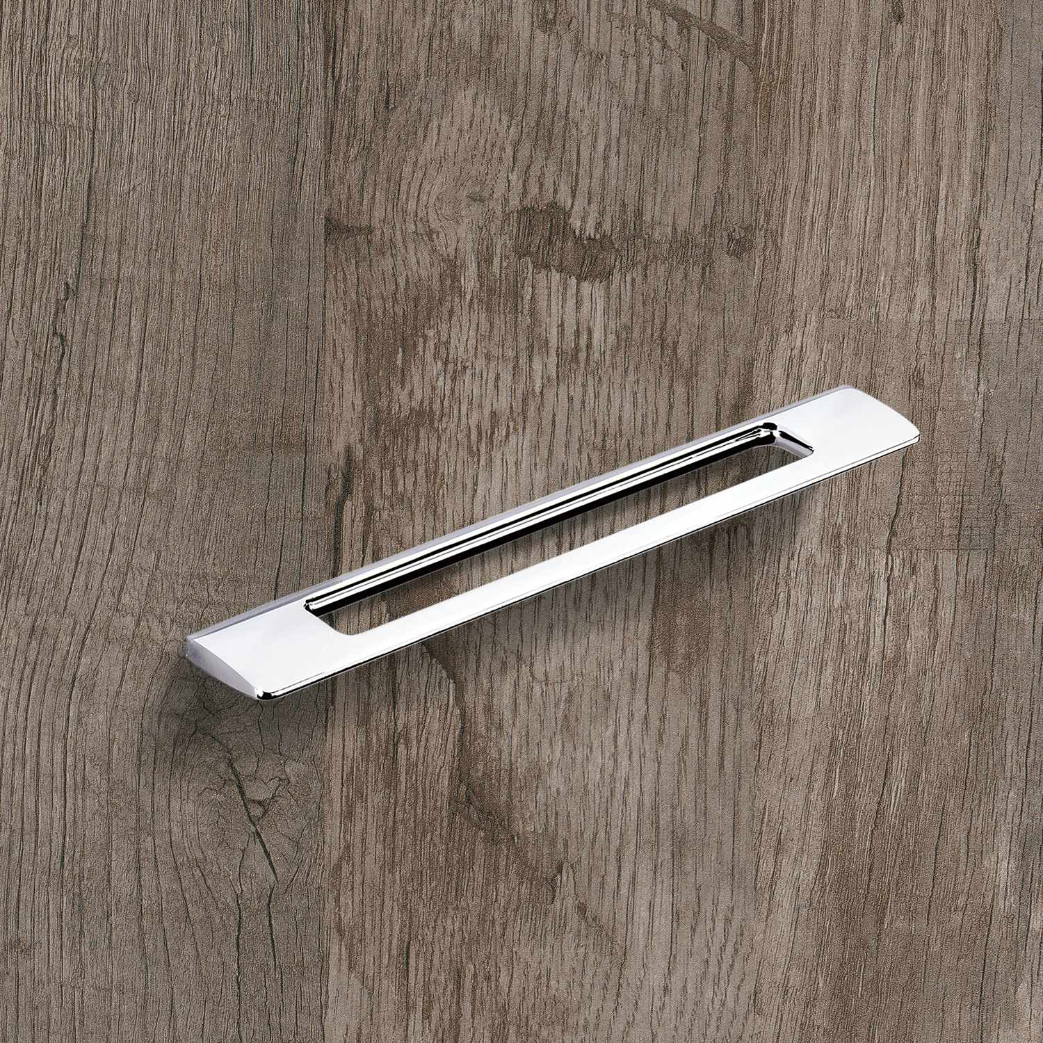 Greep Nubia, boorafstand 256, L 309 mm, B 8 mm, H 35 mm, glans verchroomd