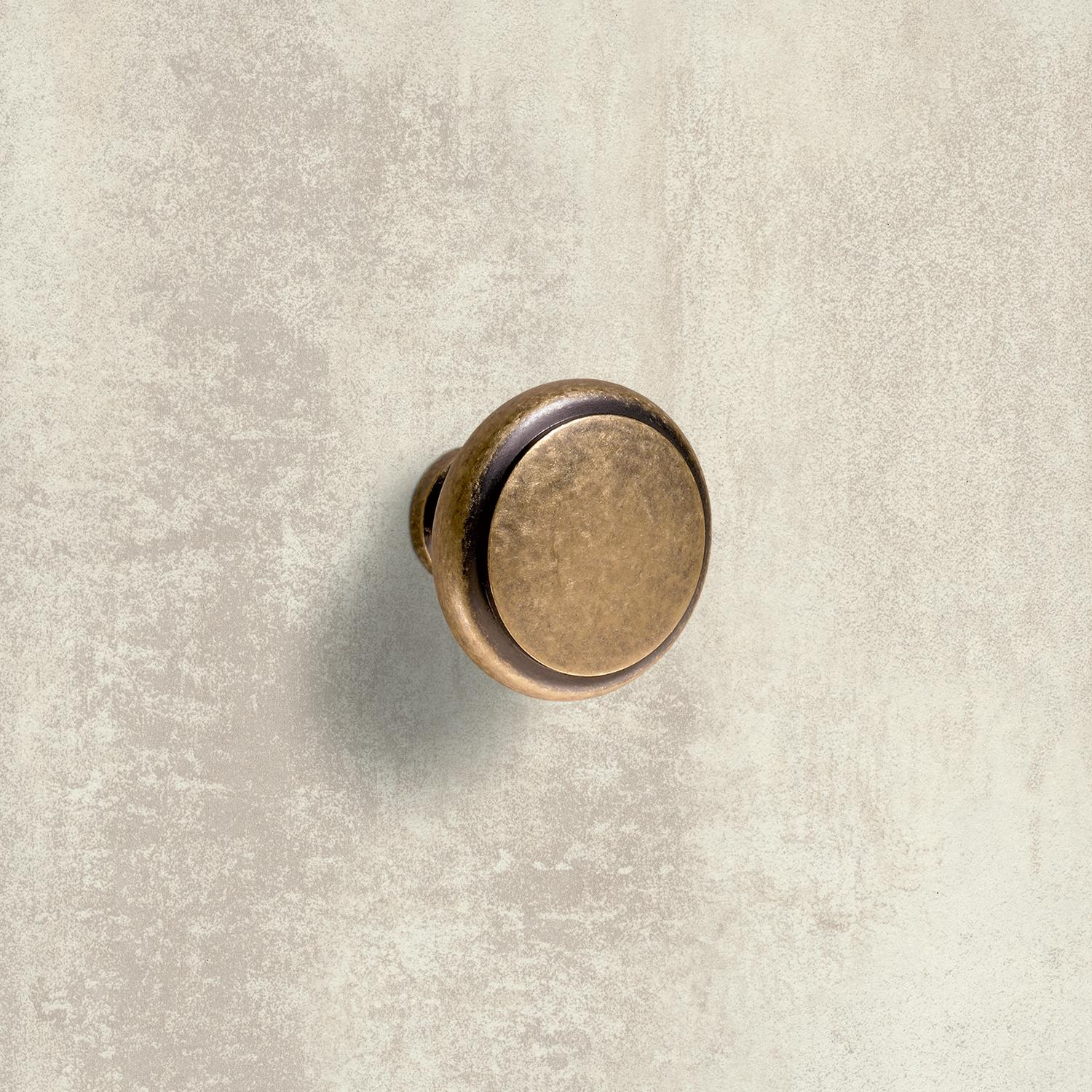 Knop Solva, H 23 mm, ø 30 mm, messingkleurig antiek