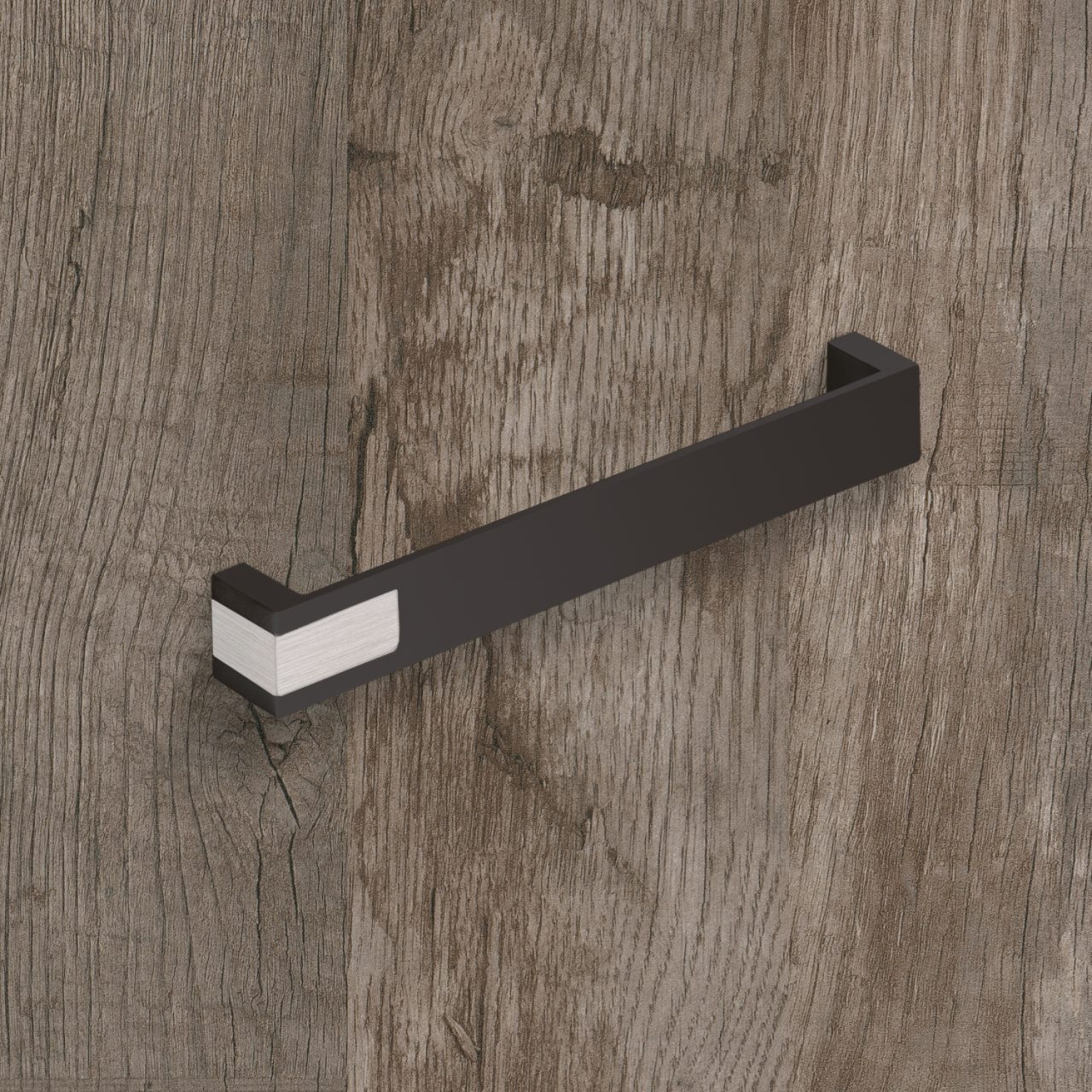 Greep Intra, boorafstand 192, L 204 mm, B 25 mm, H 26 mm, Mat zwart / roestvrij staal finish geborsteld