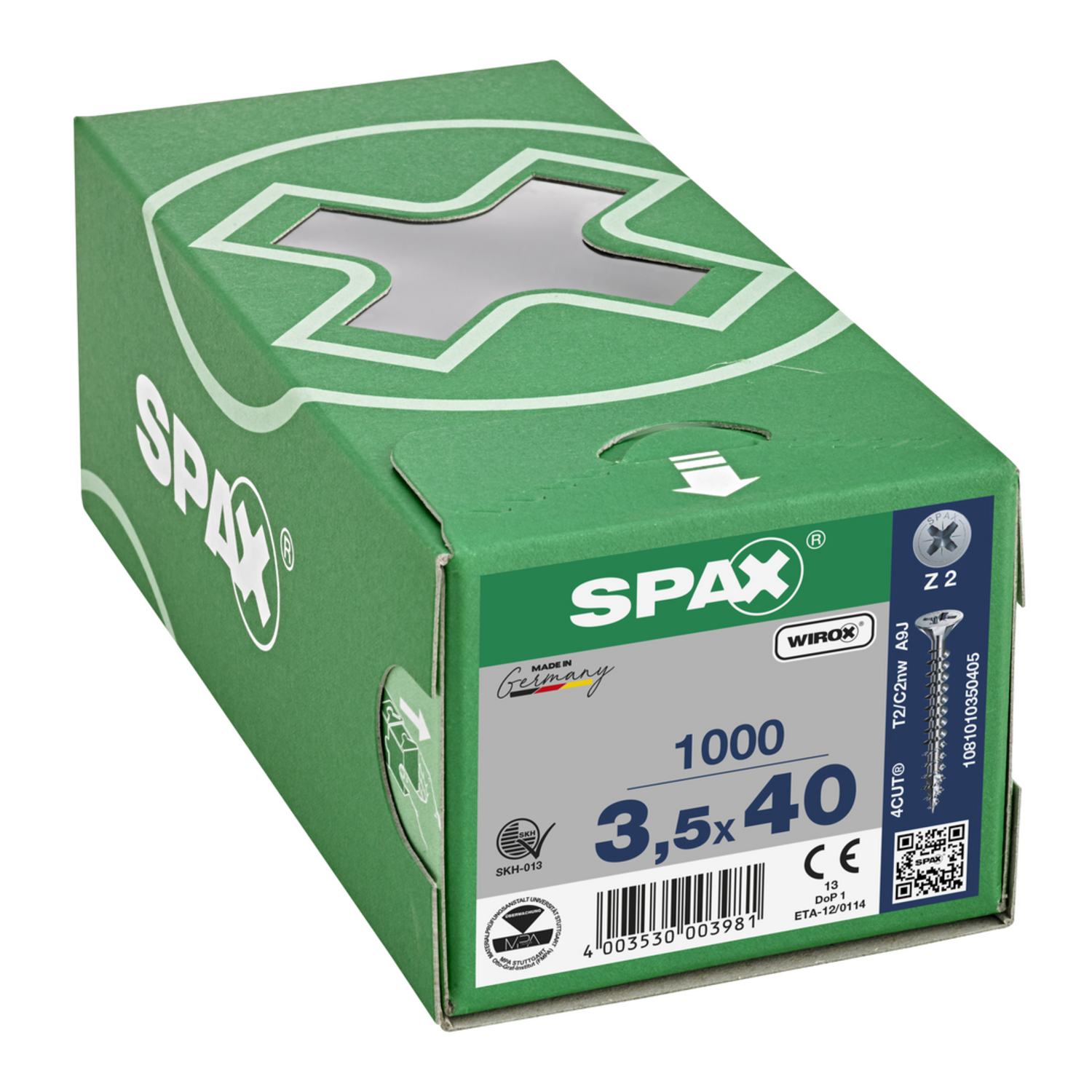 Houtschroef SPAX-S PK Pozidrive met verzonken kop 3.5 x 40