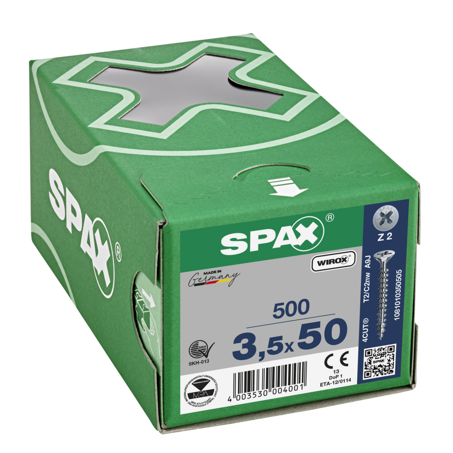 Houtschroef SPAX-S PK Pozidrive met verzonken kop 3.5 x 50