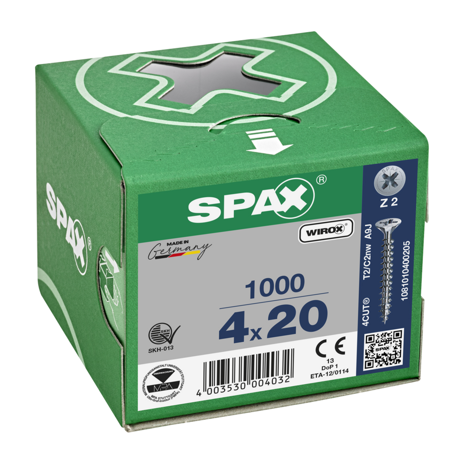 Houtschroef SPAX-S PK Pozidrive met verzonken kop 4 x 20