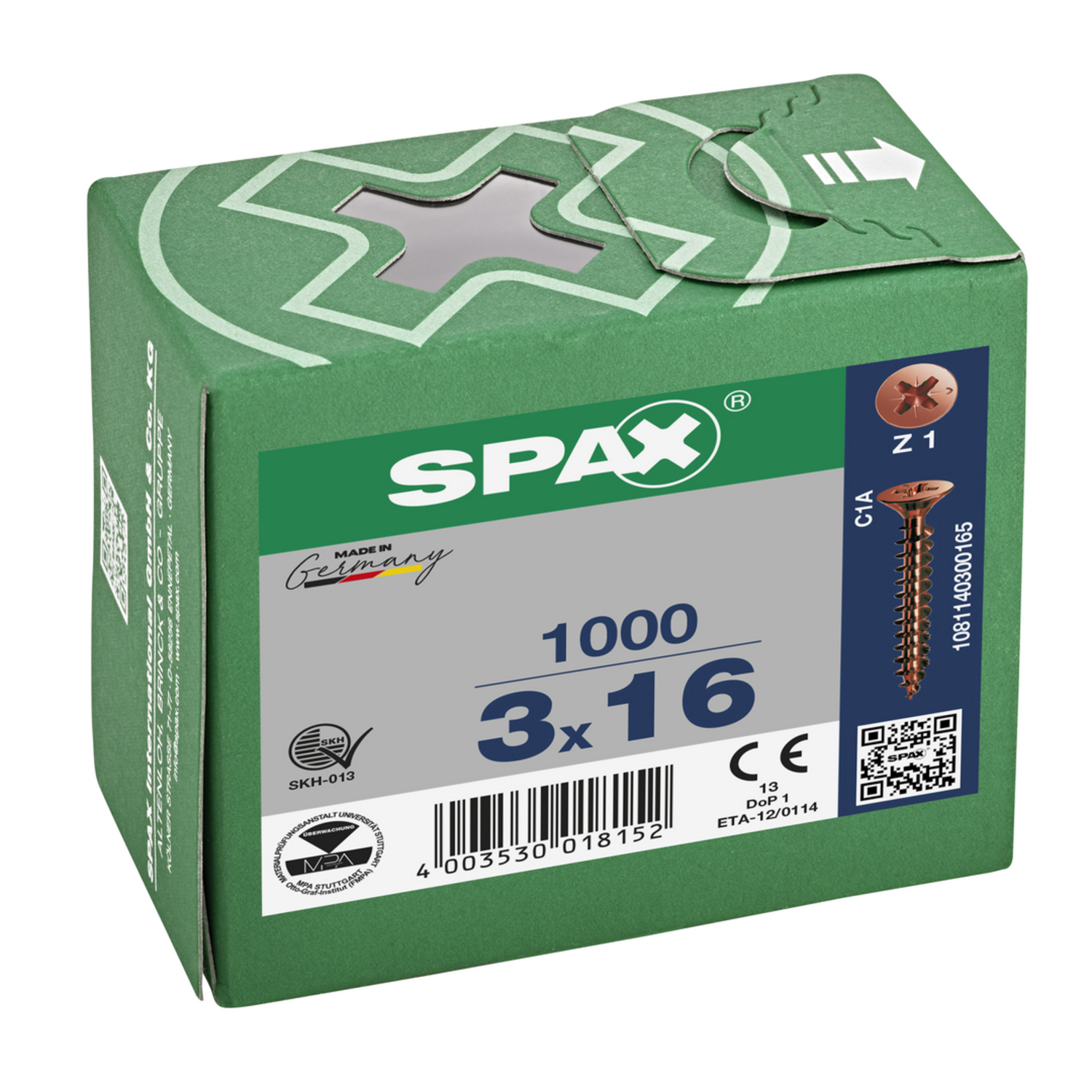 Houtschroef SPAX-S brons PK Pozidrive met verzonken kop 3 x 16