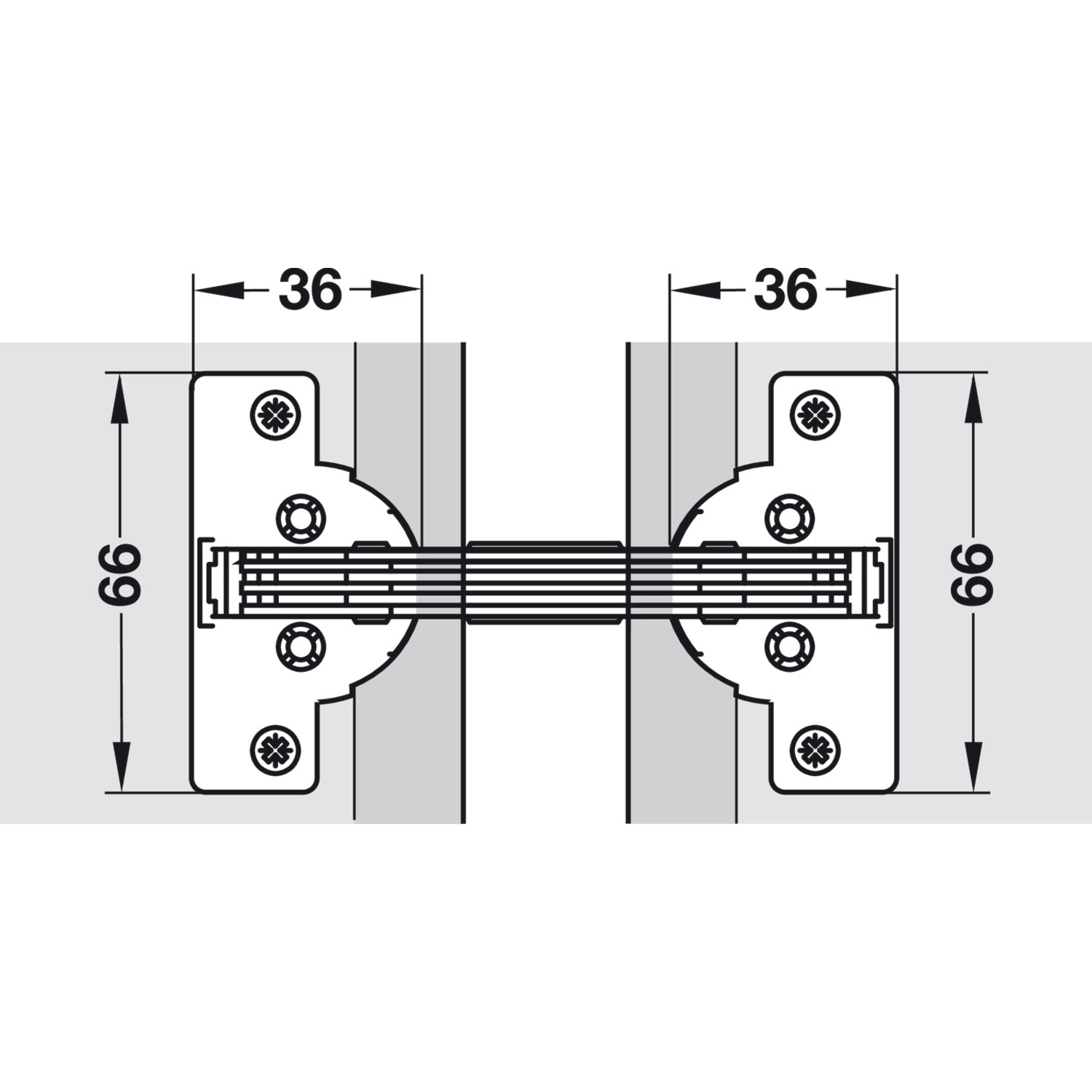 Verstekscharnier, GS 45, openingshoek 135°